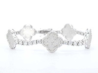 Zilverkleurige schakelarmband met briljanten - afbeelding 1 van  8