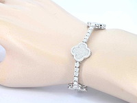 Zilverkleurige schakelarmband met briljanten - afbeelding 3 van  8