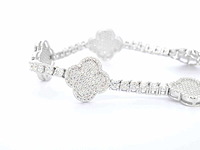 Zilverkleurige schakelarmband met briljanten - afbeelding 5 van  8