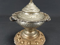 Zilvertinnen marokkaanse dekselschaal - afbeelding 1 van  5