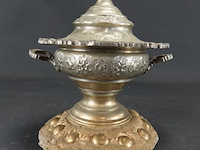 Zilvertinnen marokkaanse dekselschaal - afbeelding 2 van  5