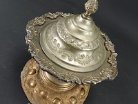 Zilvertinnen marokkaanse dekselschaal - afbeelding 3 van  5