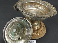 Zilvertinnen marokkaanse dekselschaal - afbeelding 4 van  5