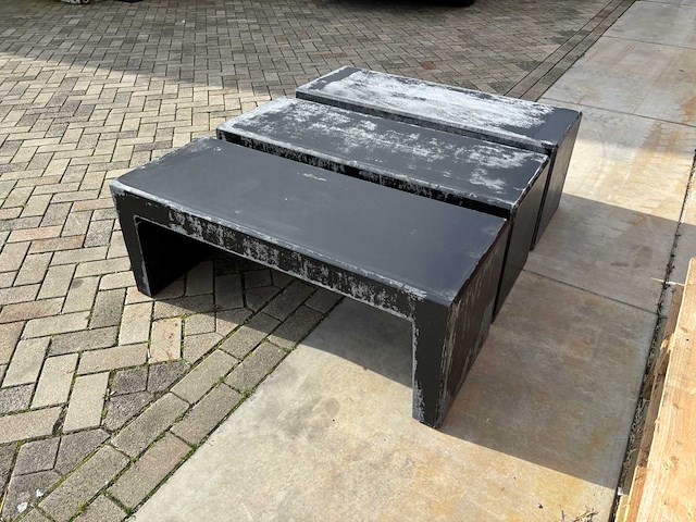 Zitbank beton - zwart gecoat - 120 x 45 x 45 cm (3x) - afbeelding 3 van  3