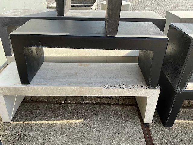 Zitbank beton - zwart gecoat - 120 x 45 x 45 cm (3x) - afbeelding 5 van  5