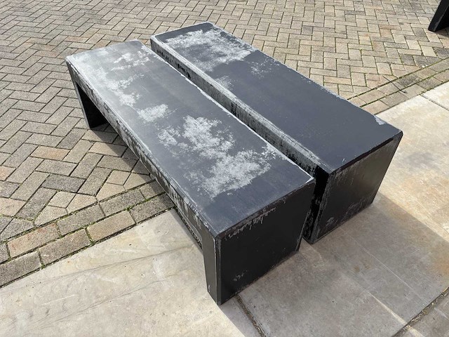 Zitbank beton - zwart gecoat - 150 x 45 x 45 cm (2x) - afbeelding 1 van  1