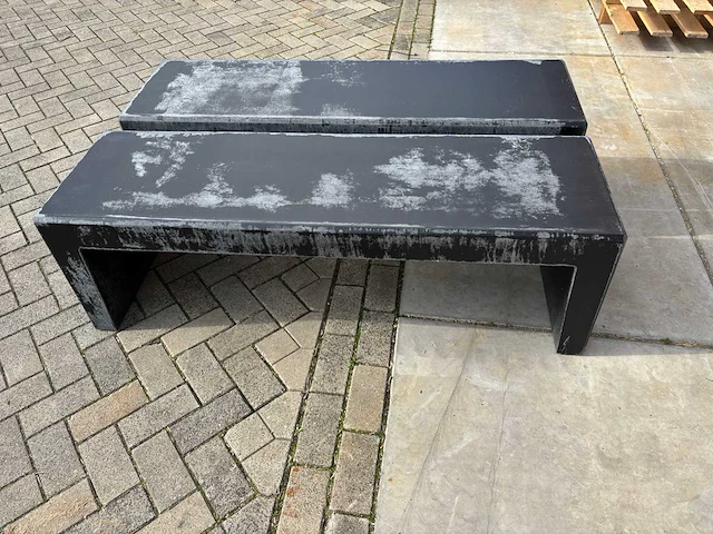Zitbank beton - zwart gecoat - 150 x 45 x 45 cm (2x) - afbeelding 1 van  3