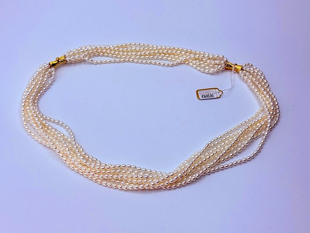 Zoetwater parel collier ''rice beads'' tokyo ginza district - afbeelding 1 van  8