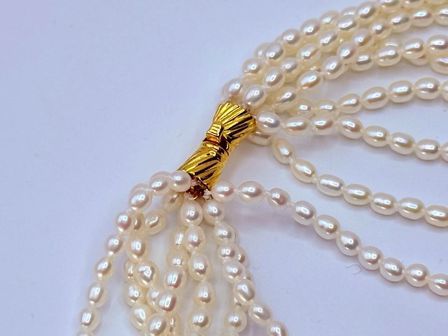 Zoetwater parel collier ''rice beads'' tokyo ginza district - afbeelding 4 van  8