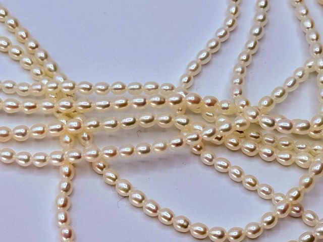 Zoetwater parel collier ''rice beads'' tokyo ginza district - afbeelding 5 van  8
