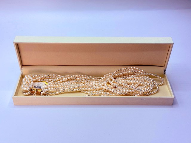 Zoetwater parel collier ''rice beads'' tokyo ginza district - afbeelding 8 van  8
