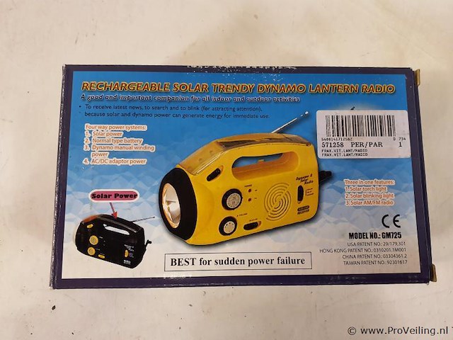 Zonne- en dynamoradio met lamp gm725 - afbeelding 1 van  8