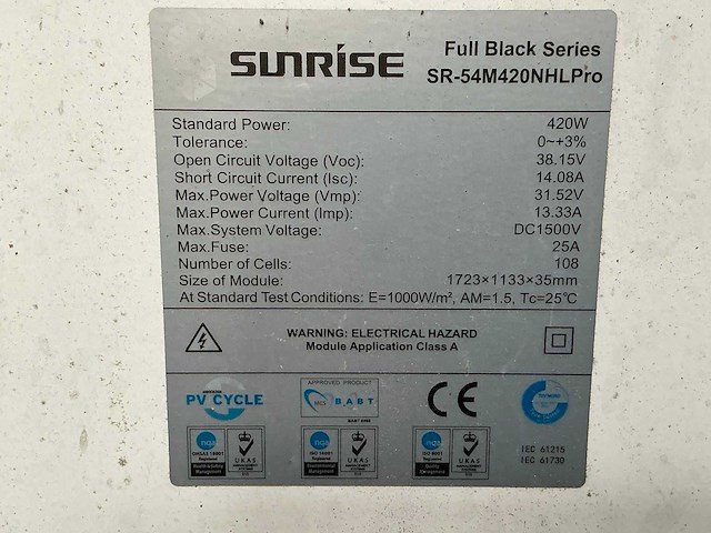 Zonnepaneel ( 8x)(420 watt ) - afbeelding 4 van  5