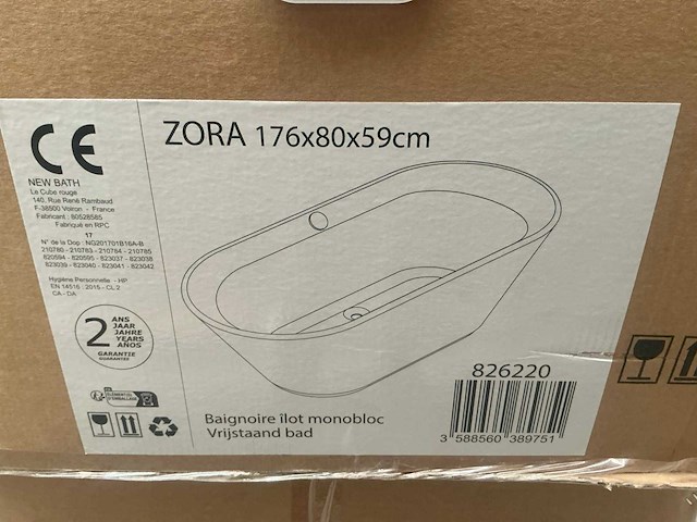 Zora ilot monobloc vrijstaande bad 176cm - afbeelding 2 van  2