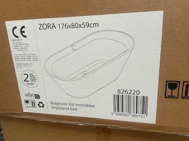 Zora monobloc 826220 vrijstaande bad 170cm - afbeelding 3 van  3