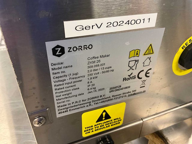 Zorro zkm 26 koffiemachine - afbeelding 5 van  5