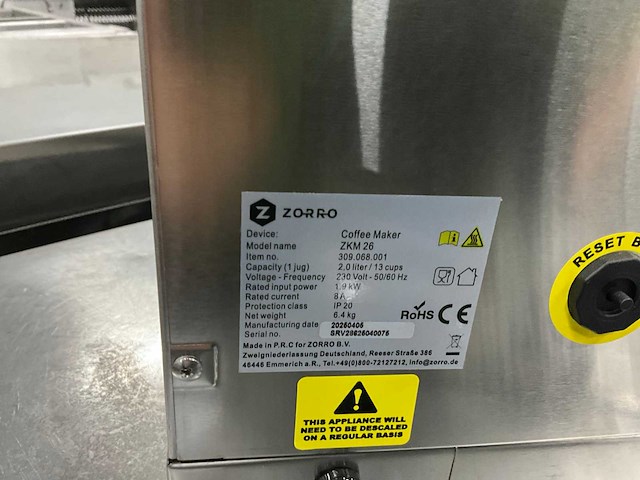 Zorro zkm 26 koffiemachine - afbeelding 4 van  4