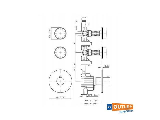 Zucchetti savoir thermostat mixer tap built -in shower - zsv091.cc - afbeelding 3 van  7