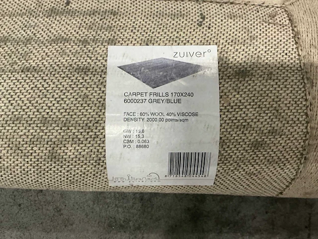 Zuiver carpet frills 170x240cm grey/blue - afbeelding 3 van  3