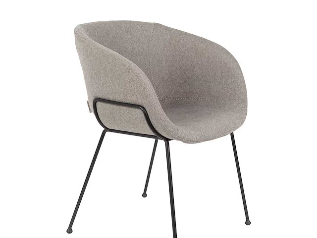 Zuiver feston eetkamer stoelen stof grijs (4x) - afbeelding 2 van  5