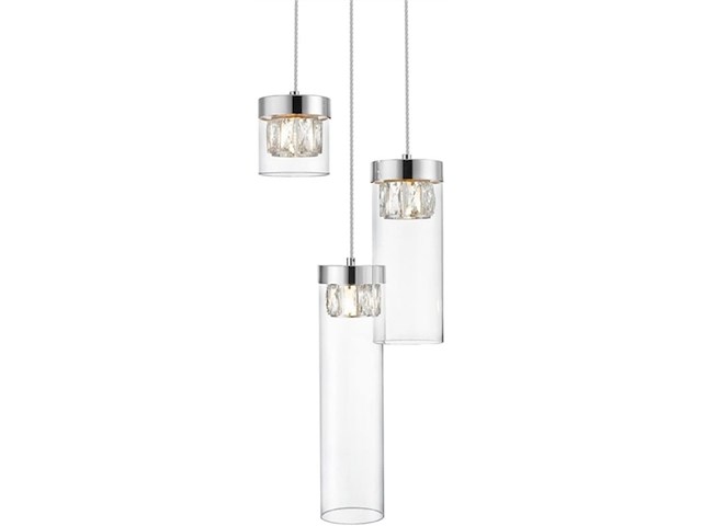 Zuma line gem hanglamp 3x g9 zilver metaal & glas - afbeelding 1 van  3