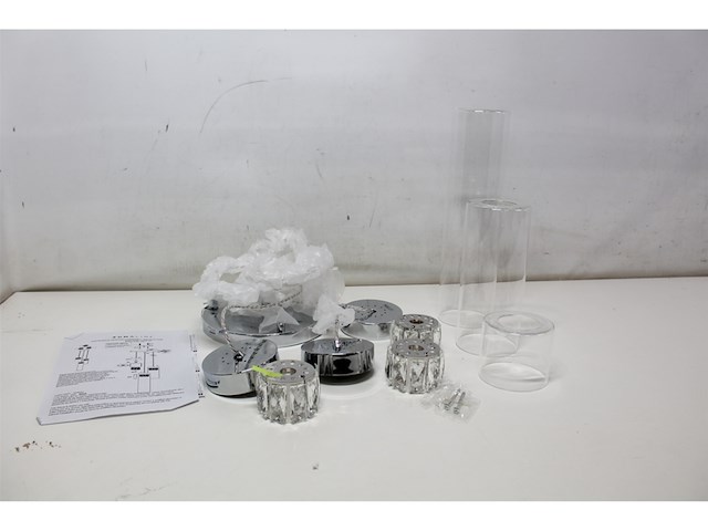 Zuma line gem hanglamp 3x g9 zilver metaal & glas - afbeelding 2 van  3