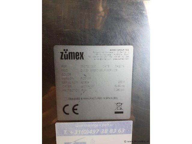 Zumex sapcentrifuge speed self-service - afbeelding 10 van  16