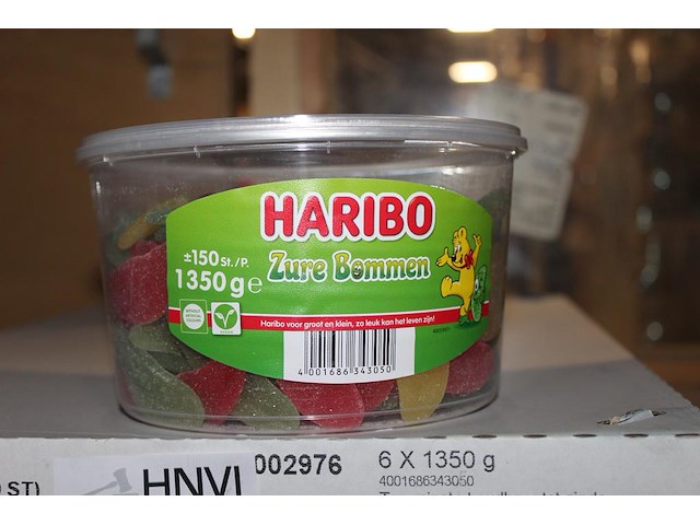 Zure bommen haribo in 6 overdozen met 6 emmers a 1350 g. tht 7-2026 - afbeelding 1 van  2
