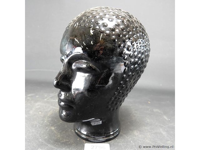 Zwart glazen hoofd - afbeelding 1 van  5