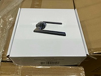 Zwart rond rozet deurkruk set (360x) - afbeelding 1 van  2