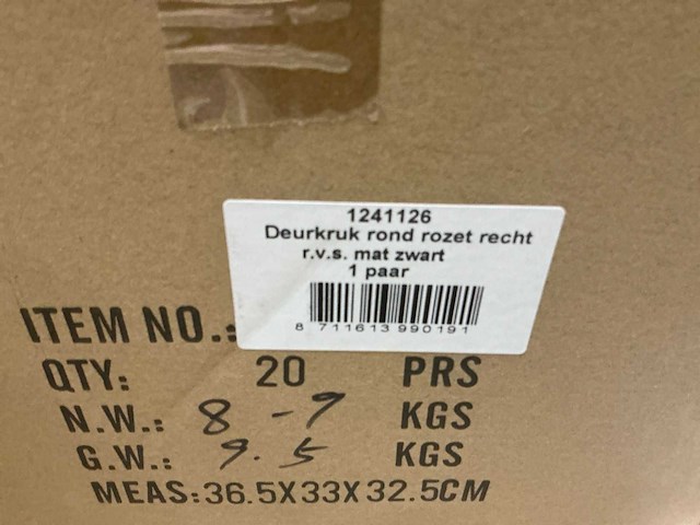 Zwart rond rozet deurkruk set (360x) - afbeelding 2 van  2