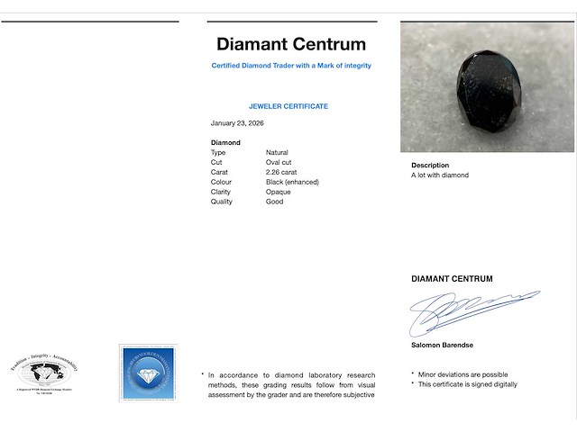 Zwarte diamant 2.26 carat natuurlijke diamant - afbeelding 3 van  5