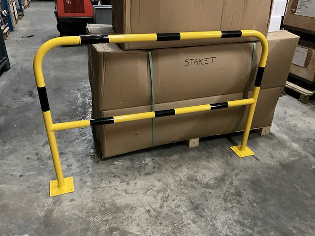 Zwarte & geel metaal veiligheidsbarrière - ongebruikt - afbeelding 2 van  3