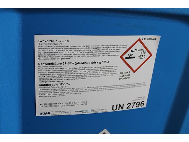 Zwavelzuur 37-38% in varibox ibc. 1195 kg. - afbeelding 3 van  4