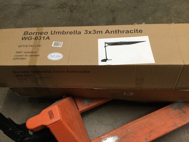 Zweefparasol 3x3 meter, sens-line, borneo, antraciet - afbeelding 2 van  3