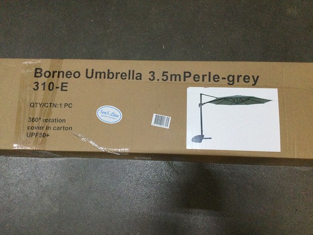 Zweefparasol van 350 cm met uv-bescherming, sens-line, lichtgrijs (perle grey) - afbeelding 3 van  4
