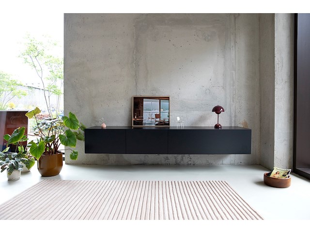 Zwevend design tv-meubel, raat, halm | 200, zwart - afbeelding 1 van  1