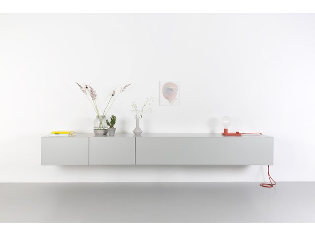 Zwevend design tv-meubel, raat, halm | 250, grijs/agaat - afbeelding 1 van  2