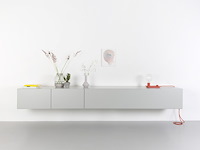 Zwevend design tv-meubel, raat, halm | 250, grijs/agaat