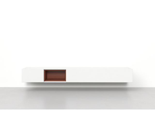 Zwevend design tv-meubel, raat, halm ov | 250, wit, met koperbruin inzet - afbeelding 2 van  2