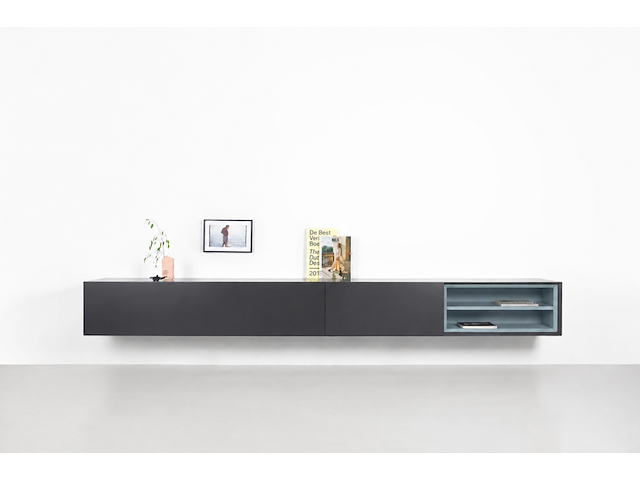 Zwevend design tv-meubel, raat, musa | 280, antraciet (zacht zwart) - afbeelding 2 van  5