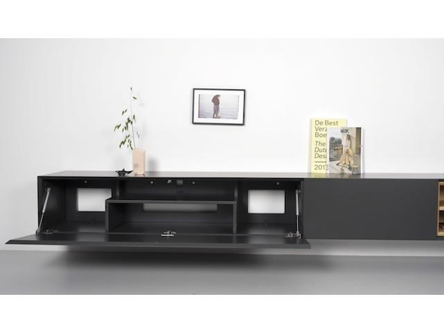 Zwevend design tv-meubel, raat, musa | 280, antraciet (zacht zwart) - afbeelding 5 van  5