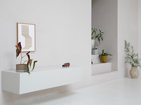 Zwevend design tv-meubel, raat, norm | 100, wit