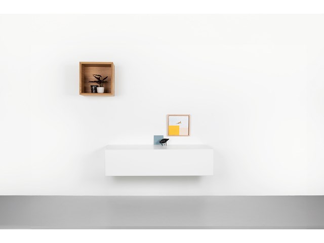 Zwevend design tv-meubel, raat, norm | 100, wit - afbeelding 2 van  2