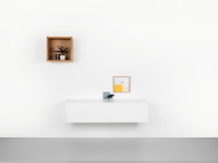 Zwevend design tv-meubel, raat, norm | 100, wit - afbeelding 2 van  2