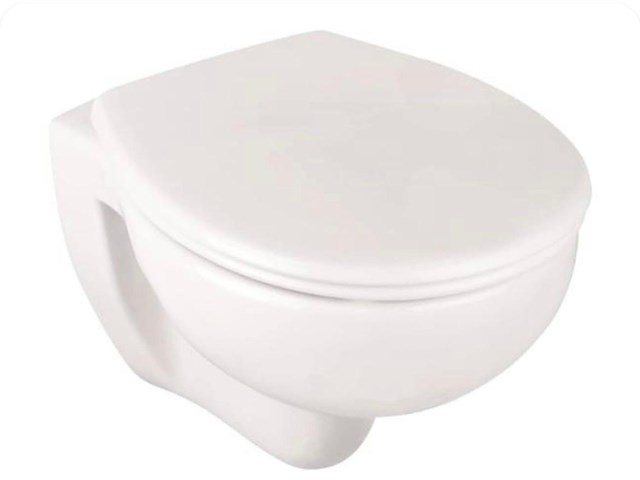 Zwevend randloos toilet met bril, aquasu, basic, wit - afbeelding 1 van  3