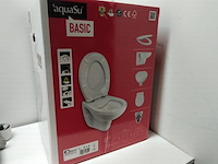 Zwevend randloos toilet met bril, aquasu, basic, wit - afbeelding 2 van  3