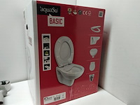 Zwevend randloos toilet met bril, aquasu, basic, wit - afbeelding 2 van  3